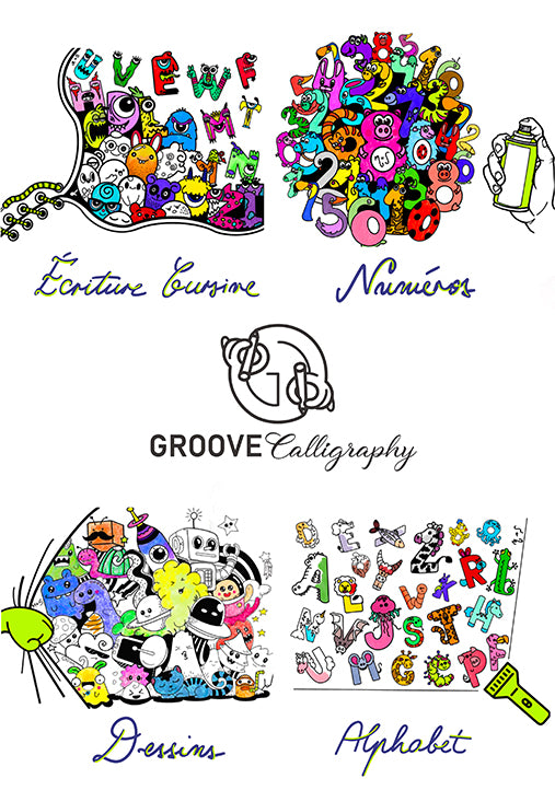 2 x Groove Calligraphy ™ - Manuels Réutilisables avec Rainures