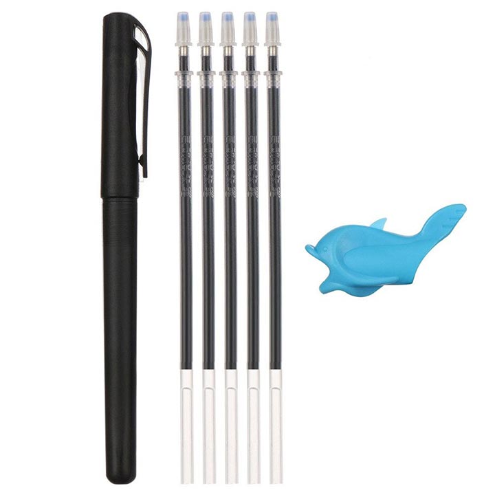 Groove Calligraphy ™ Magic Disappearing Ink Pen with Refills and Finger Posture Corrector